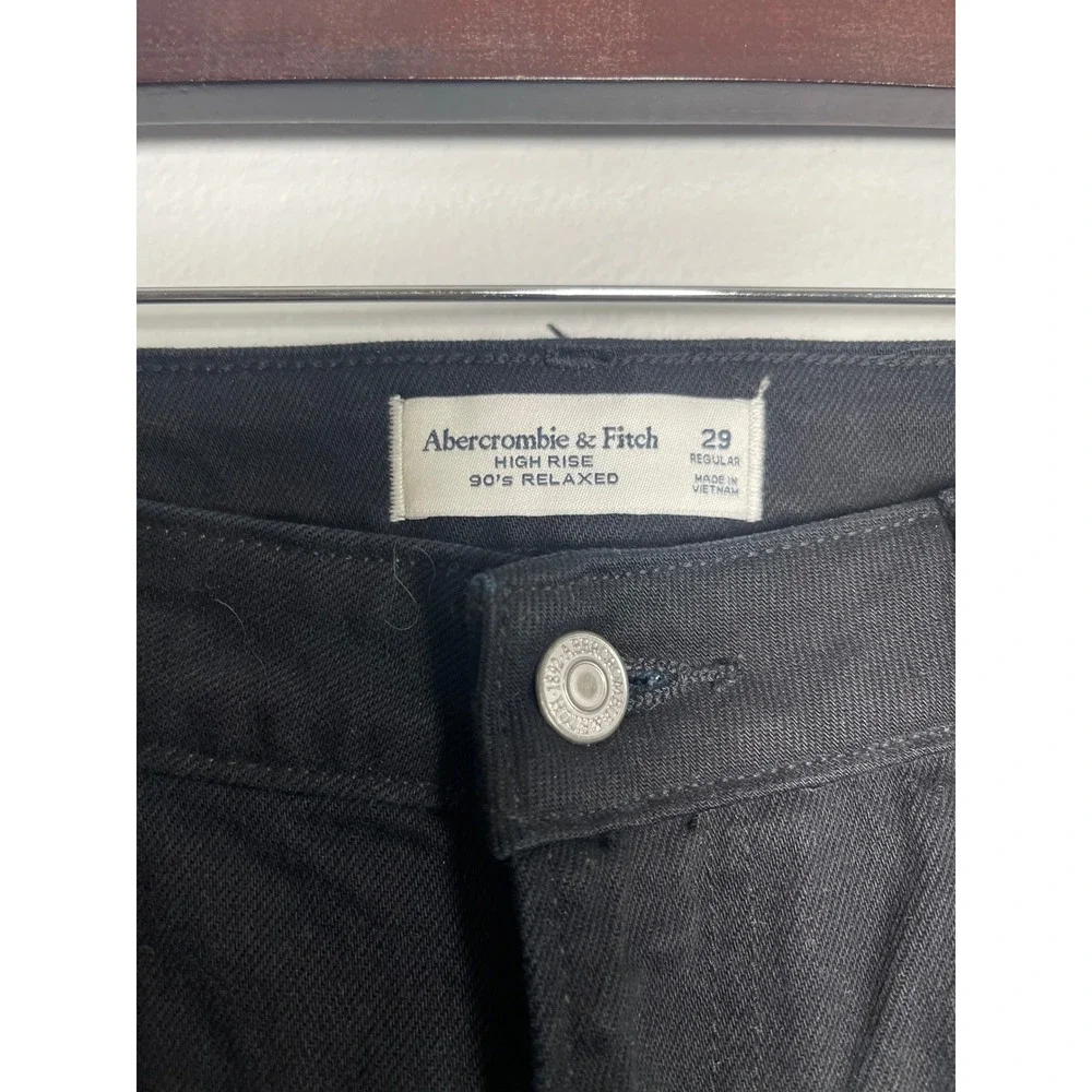 ABERCROMBIE & FITCH High Rise 90s Relaxed Jeans 29 Black NEW Curve Love Casual
